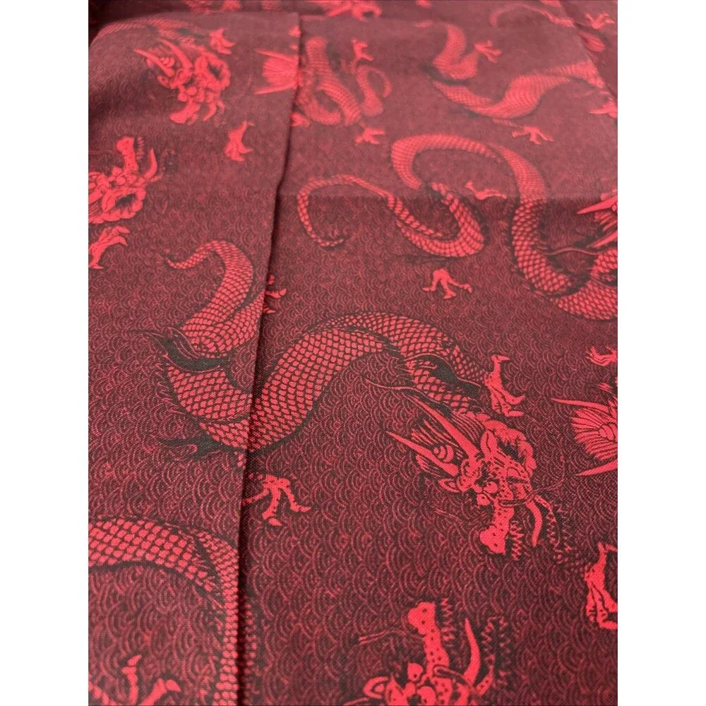 Robert Kaufman Cotton Fabric Red Black Dragon Print Oriental Traditions 1 Yard